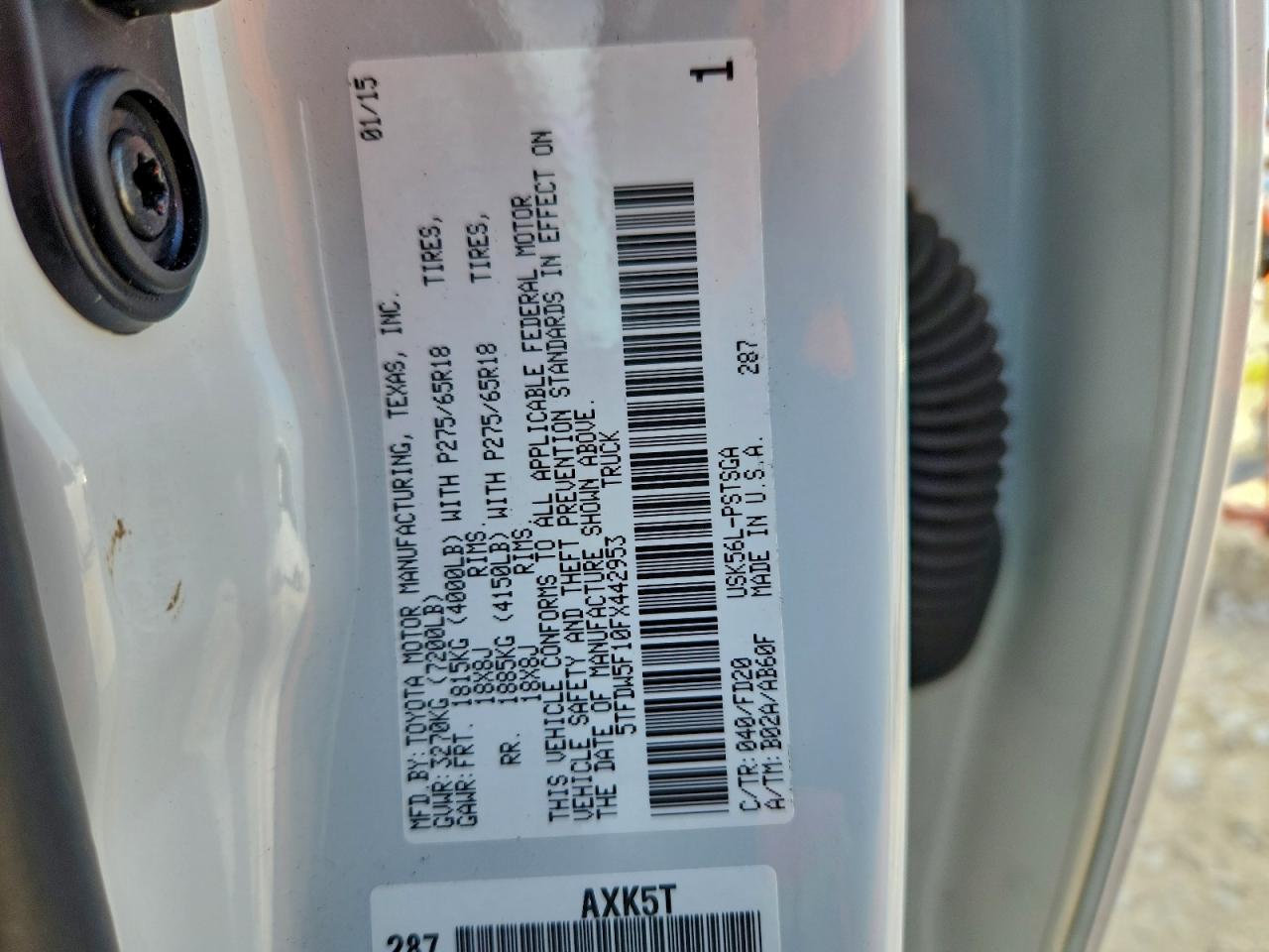 2015 Toyota Tundra Crewmax Sr5 VIN: 5TFDW5F10FX442953 Lot: 94145675