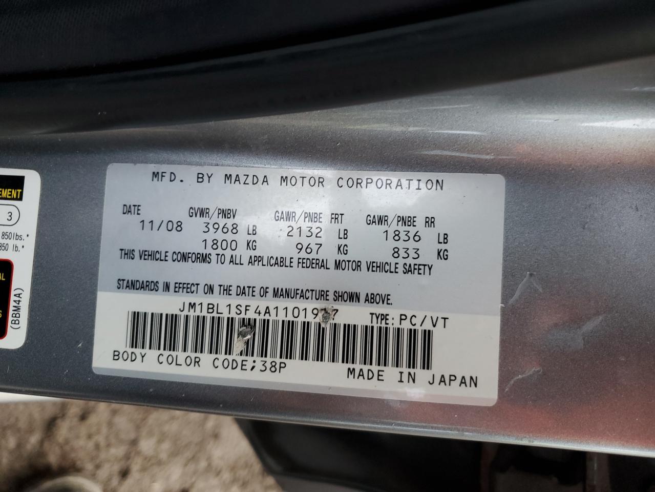 2010 Mazda 3 I VIN: JM1BL1SF4A1101917 Lot: 92743555