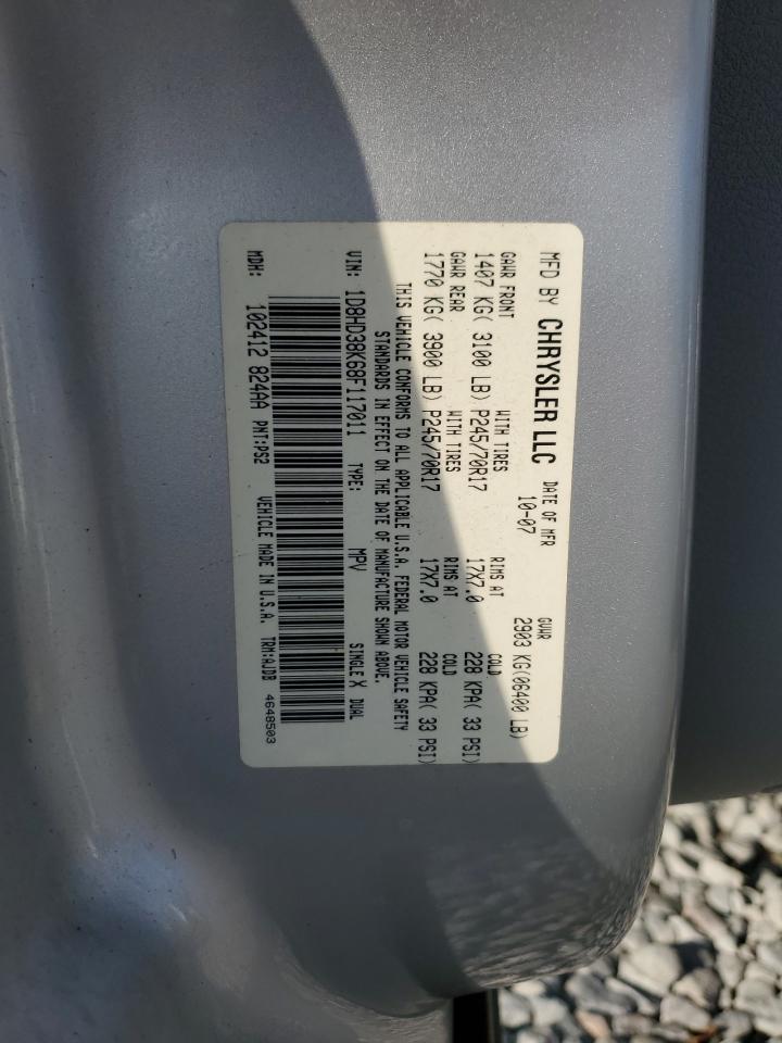 2008 Dodge Durango Sxt VIN: 1D8HD38K68F117011 Lot: 91787115