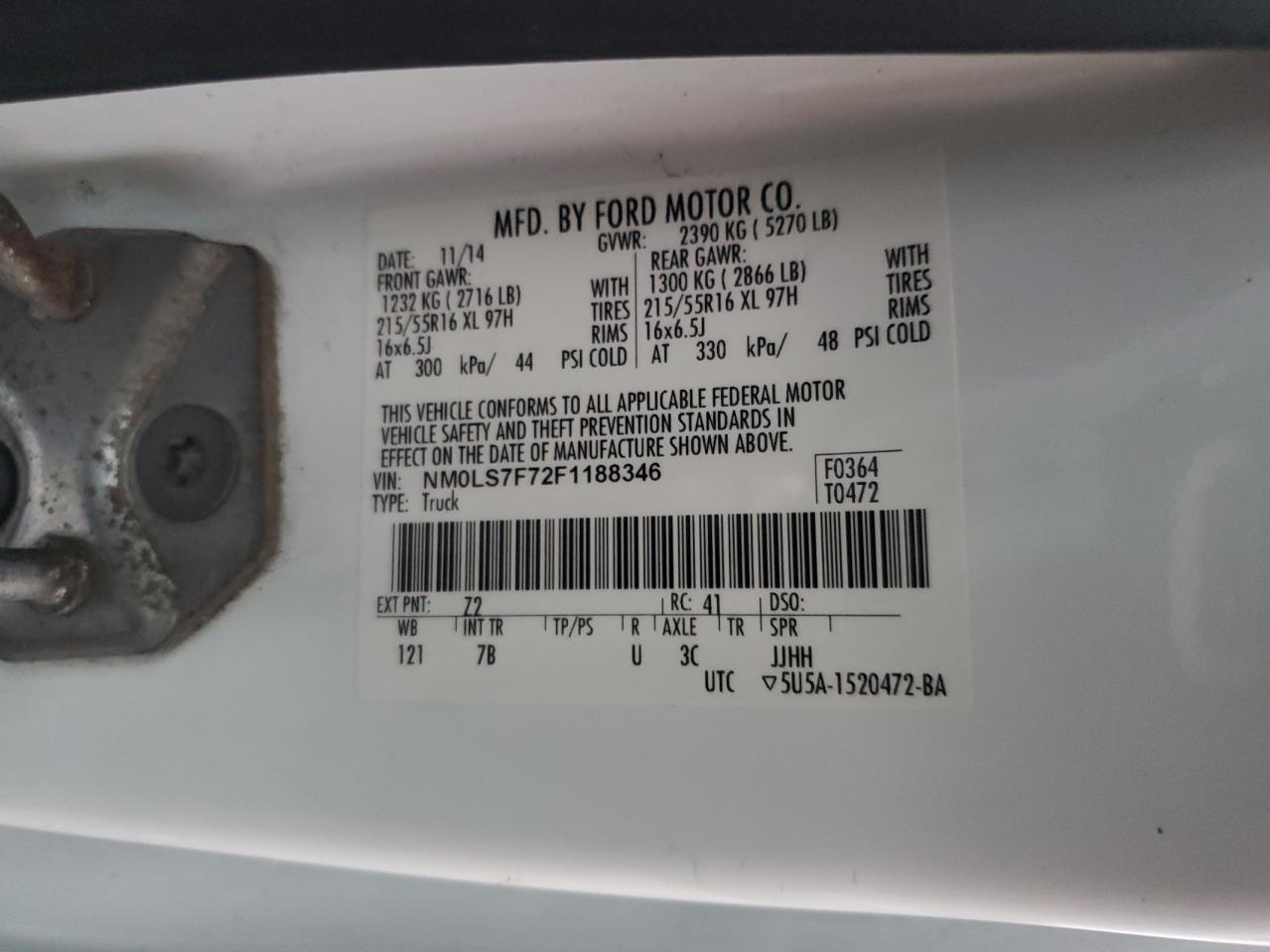 2015 Ford Transit Connect Xlt VIN: NM0LS7F72F1188346 Lot: 93055265