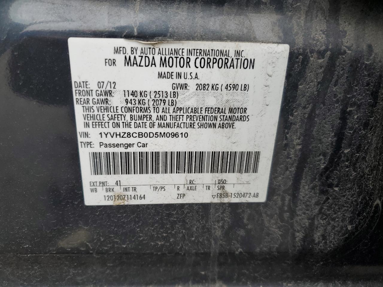 2013 Mazda 6 Grand Touring VIN: 1YVHZ8CB0D5M09610 Lot: 92363205