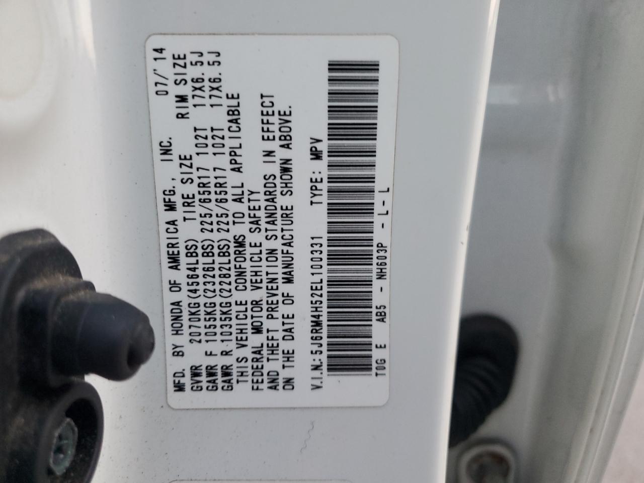 2014 Honda Cr-V Ex VIN: 5J6RM4H52EL100331 Lot: 93298555