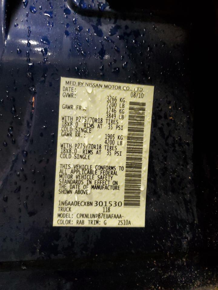 2011 Nissan Titan S VIN: 1N6AA0ECXBN301530 Lot: 92663915