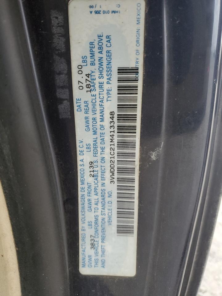 2001 Volkswagen New Beetle Glx VIN: 3VWDD21C21M413348 Lot: 91781805