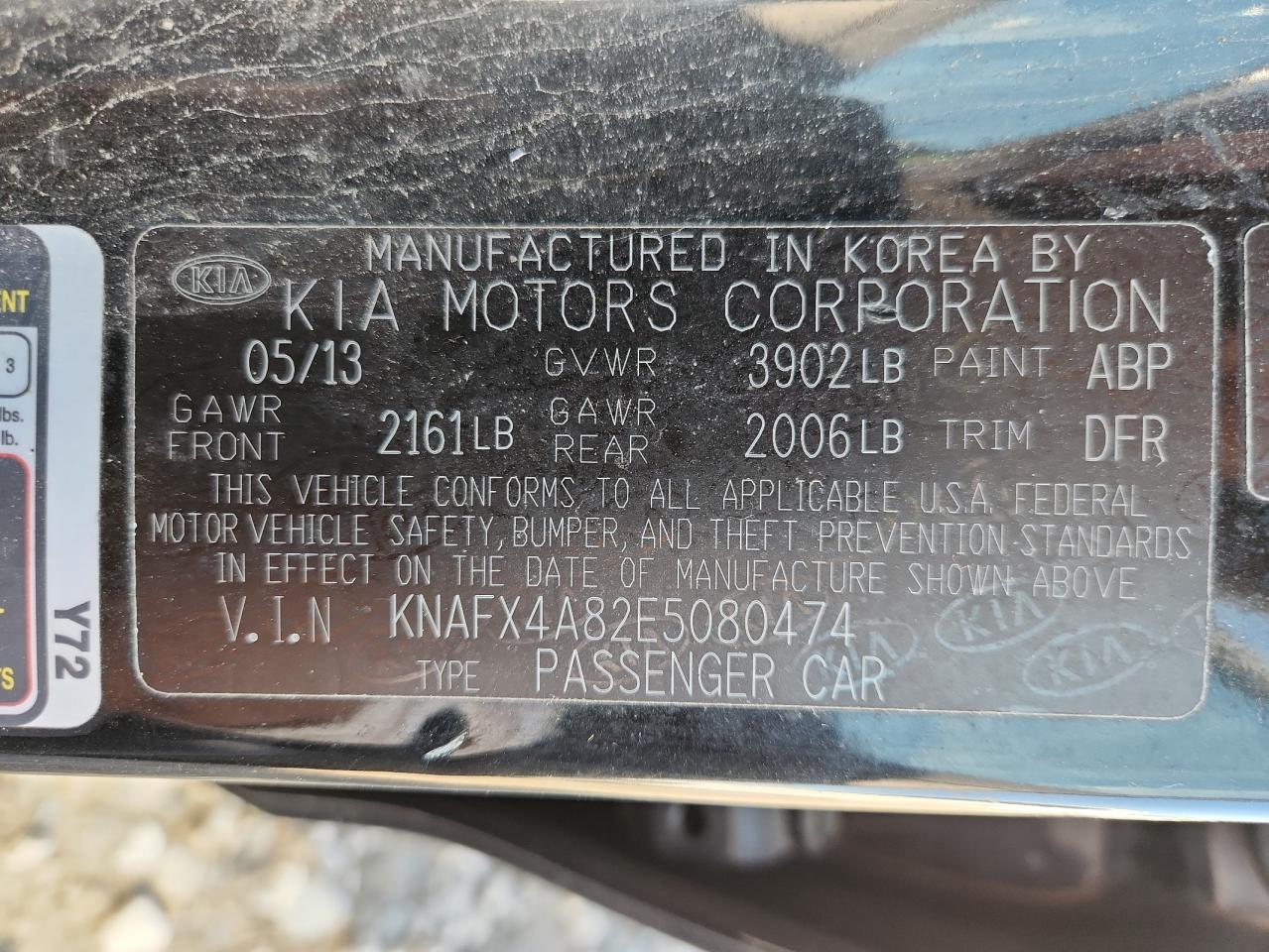 2014 Kia Forte Ex VIN: KNAFX4A82E5080474 Lot: 91001765