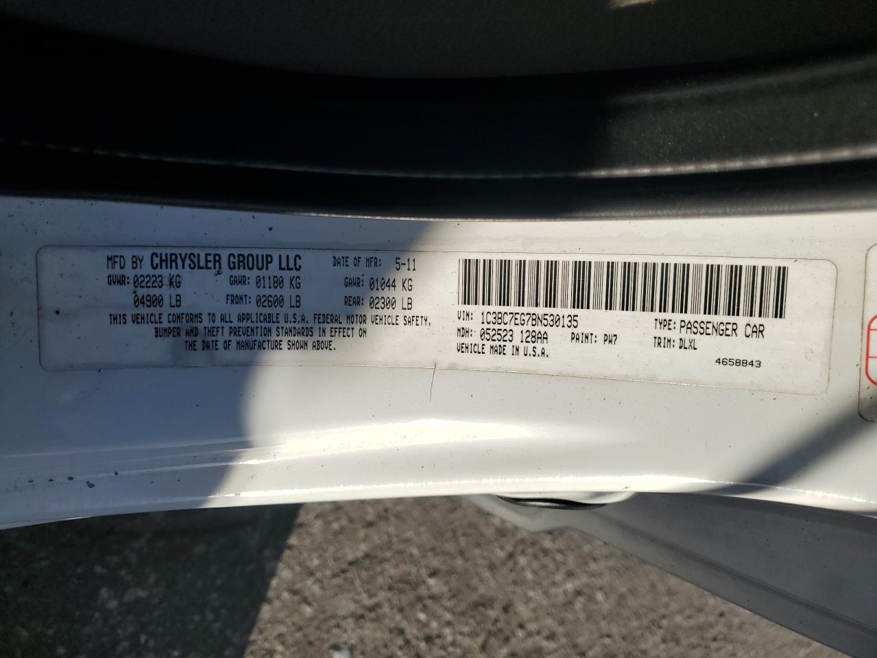 2011 Chrysler 200 Limited VIN: 1C3BC7EG7BN530135 Lot: 91170535