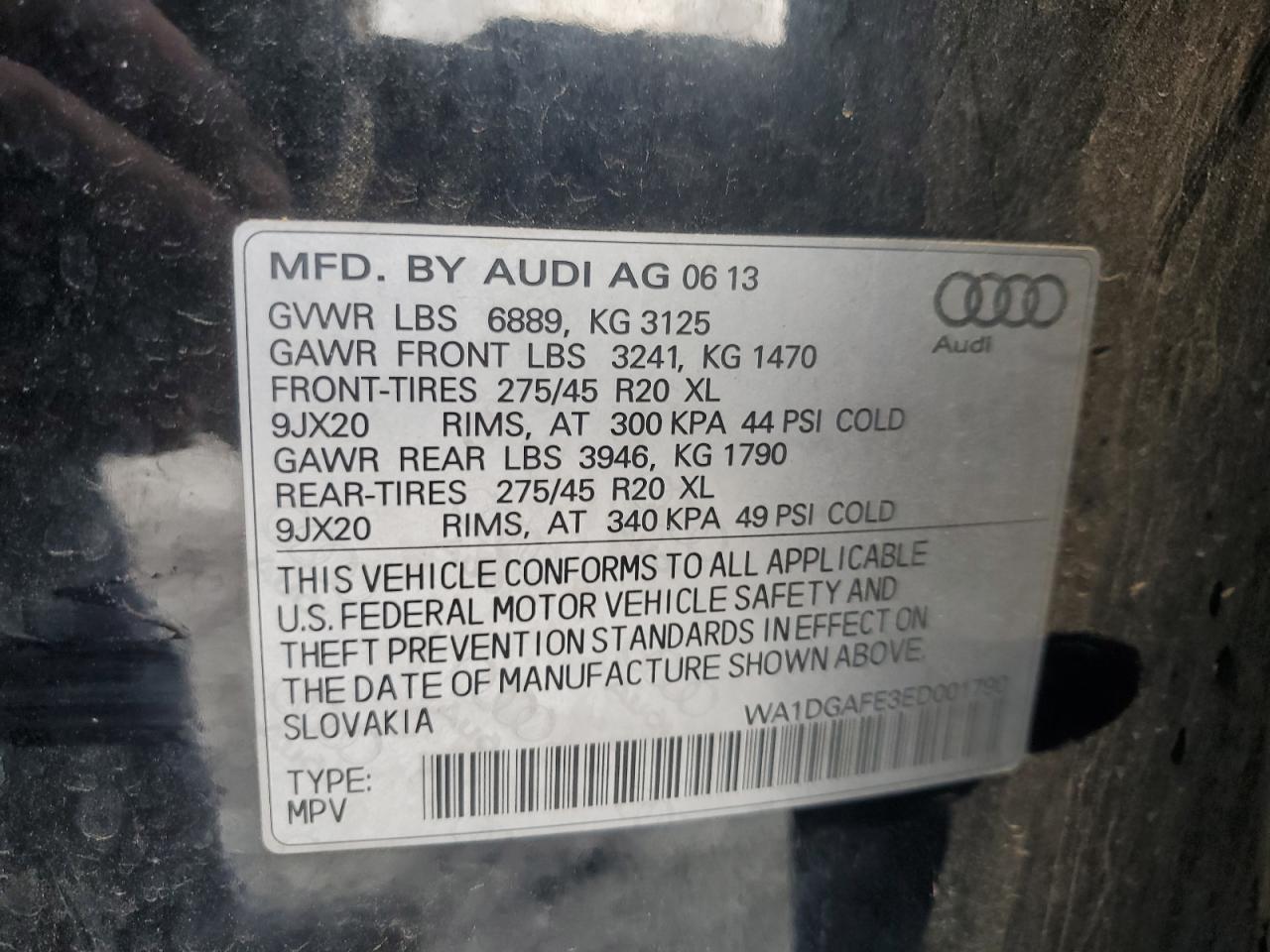 2014 Audi Q7 Prestige VIN: WA1DGAFE3ED001790 Lot: 91916545