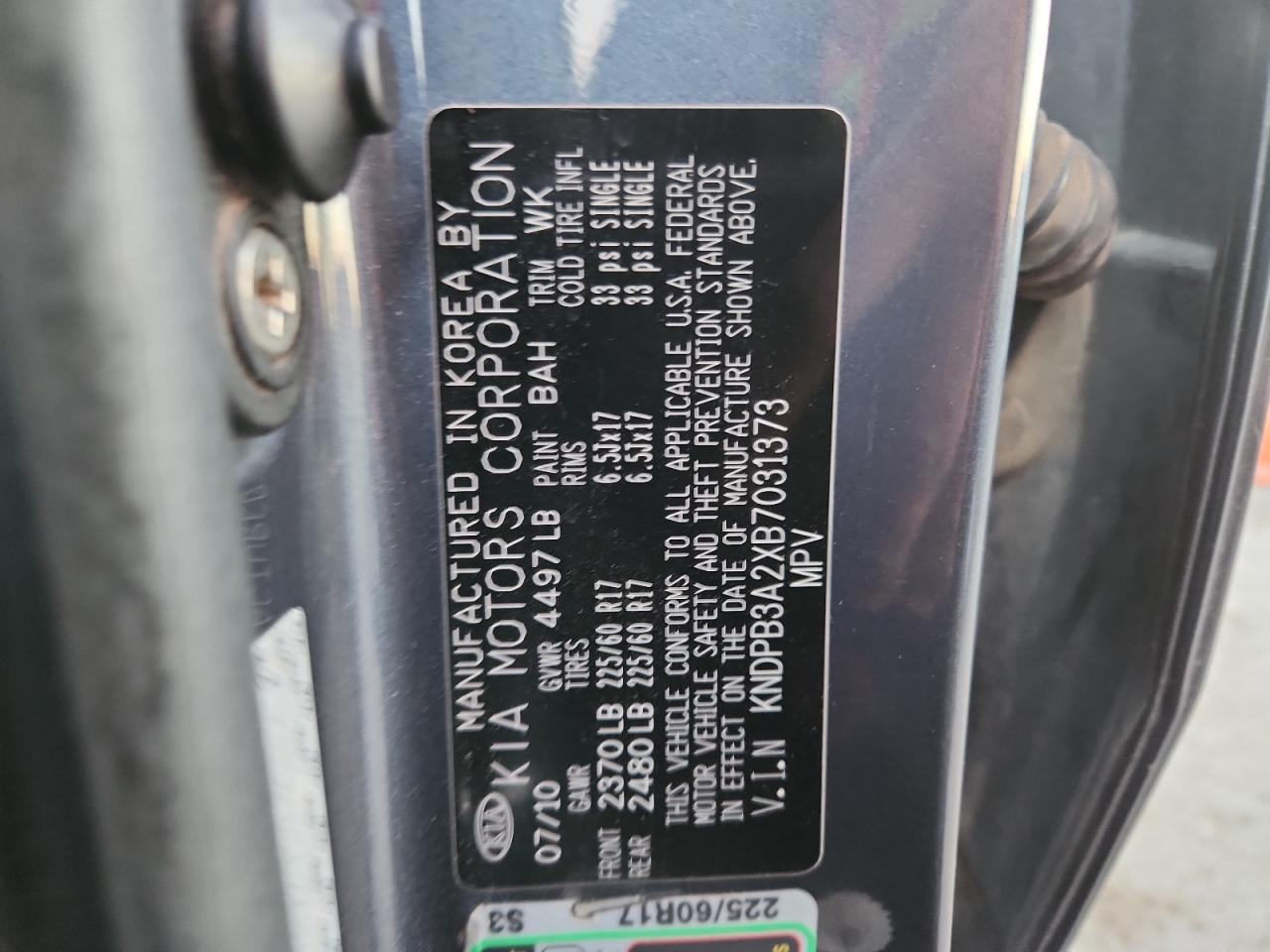 2011 Kia Sportage Lx VIN: KNDPB3A2XB7031373 Lot: 91937065