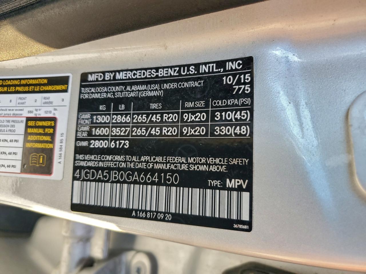 2016 Mercedes-Benz Gle 350 VIN: 4JGDA5JB0GA664150 Lot: 92356785