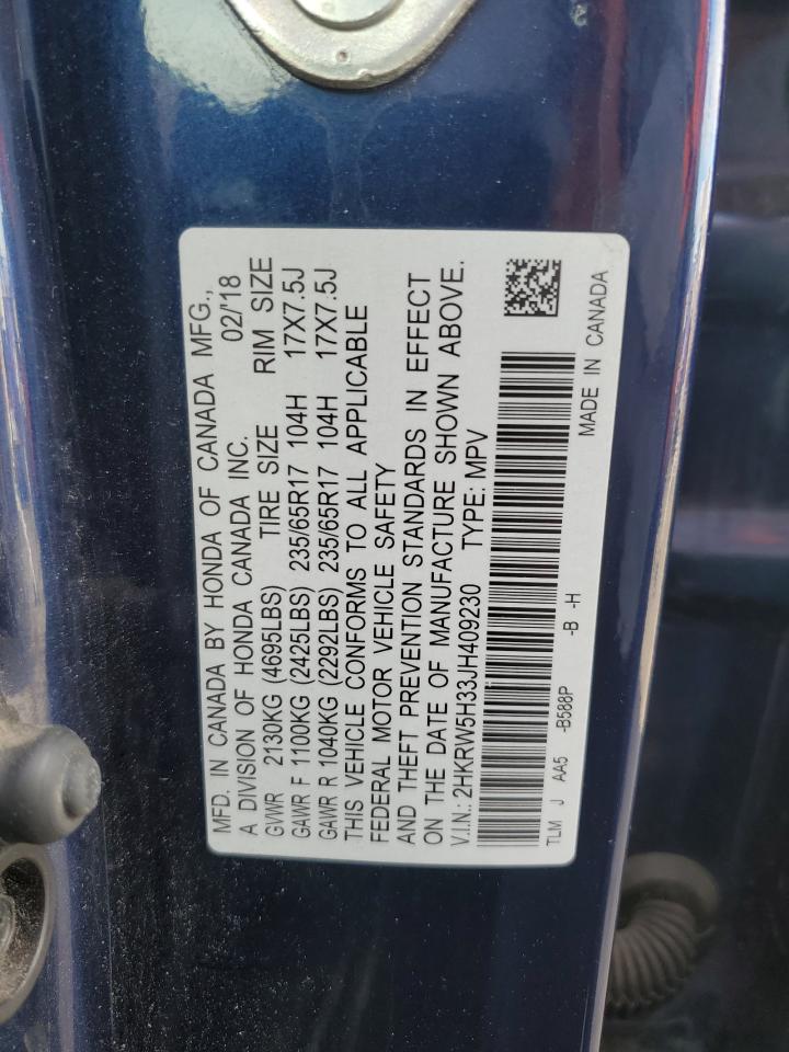 2018 Honda Cr-V Lx VIN: 2HKRW5H33JH409230 Lot: 93042925