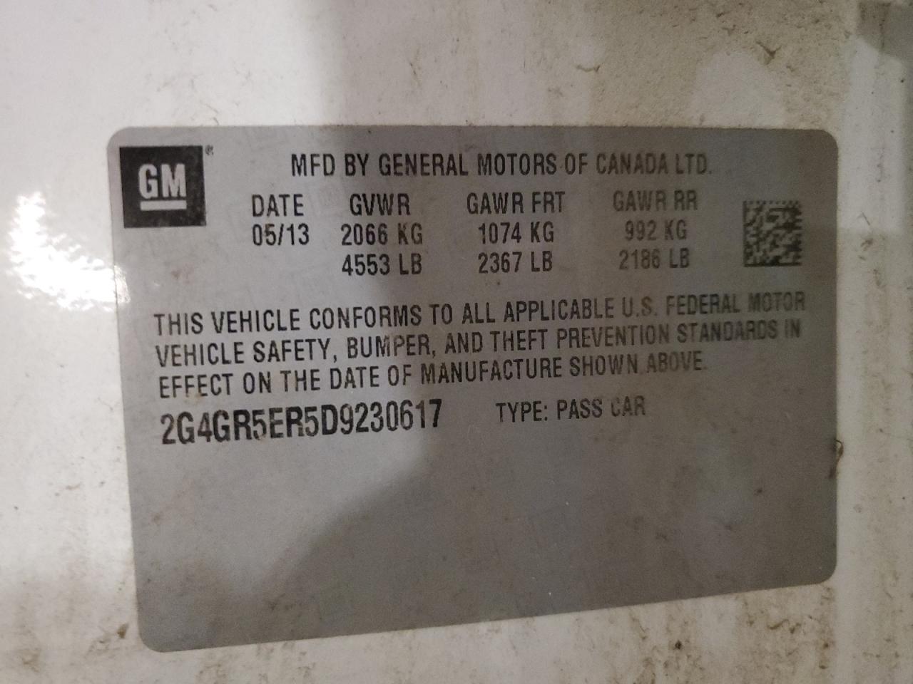 2013 Buick Regal VIN: 2G4GR5ER5D9230617 Lot: 90749295