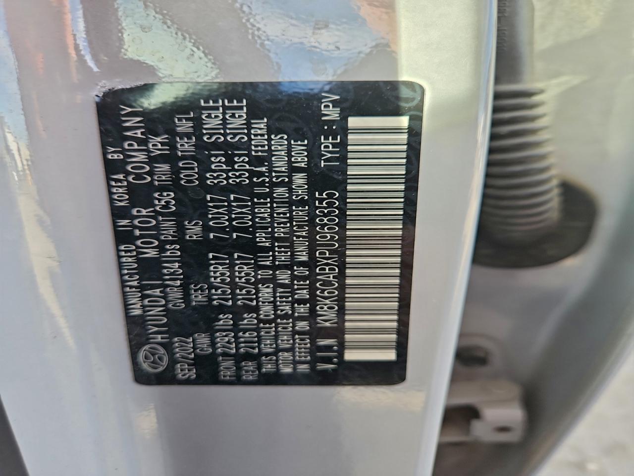 2023 Hyundai Kona Sel VIN: KM8K6CABXPU968355 Lot: 94429235