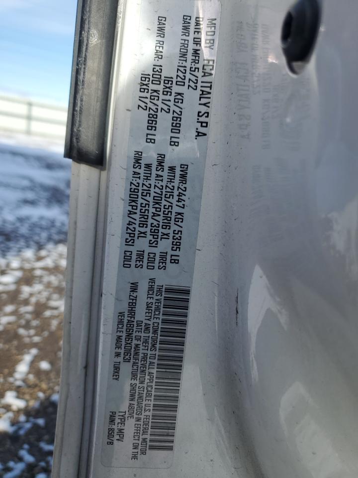 2022 Ram Promaster City Tradesman VIN: ZFBHRFAB6N6X01631 Lot: 91272285