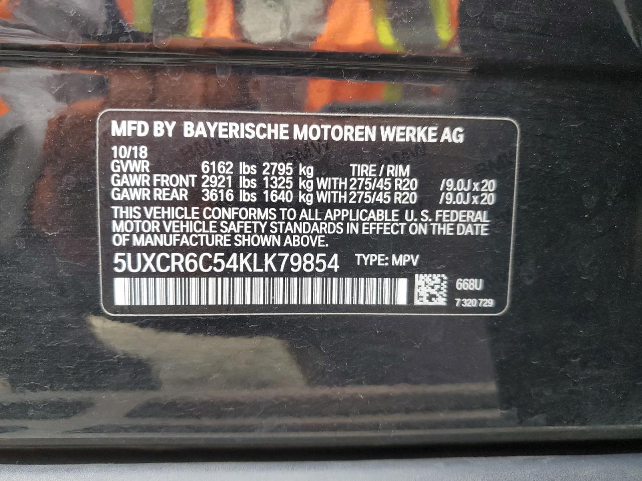 2019 BMW X5 xDrive40I VIN: 5UXCR6C54KLK79854 Lot: 91937465