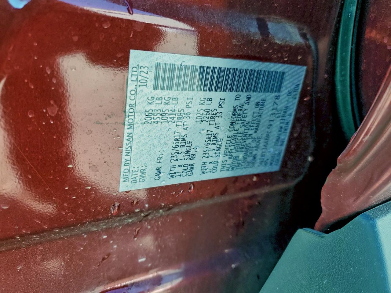 2023 Nissan Rogue S VIN: 5N1BT3AA6PC913178 Lot: 93662765