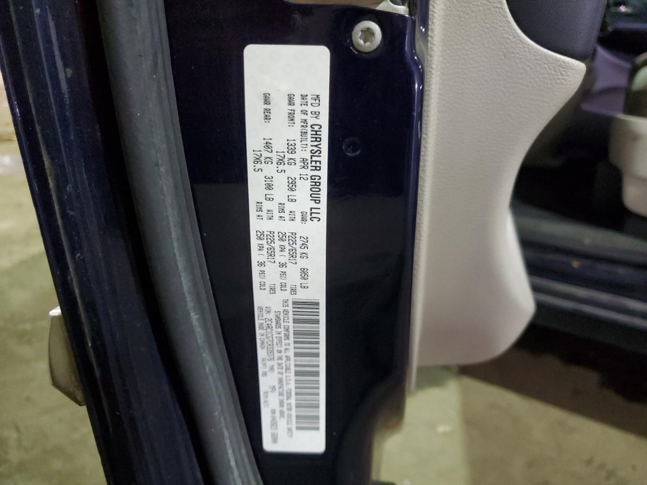 2012 Chrysler Town & Country Touring L VIN: 2C4RC1CG7CR339376 Lot: 92045745