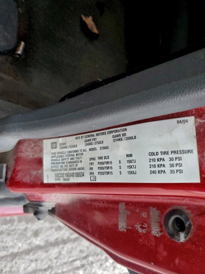 2004 Chevrolet Colorado VIN: 1GCDS196X48186534 Lot: 94208875