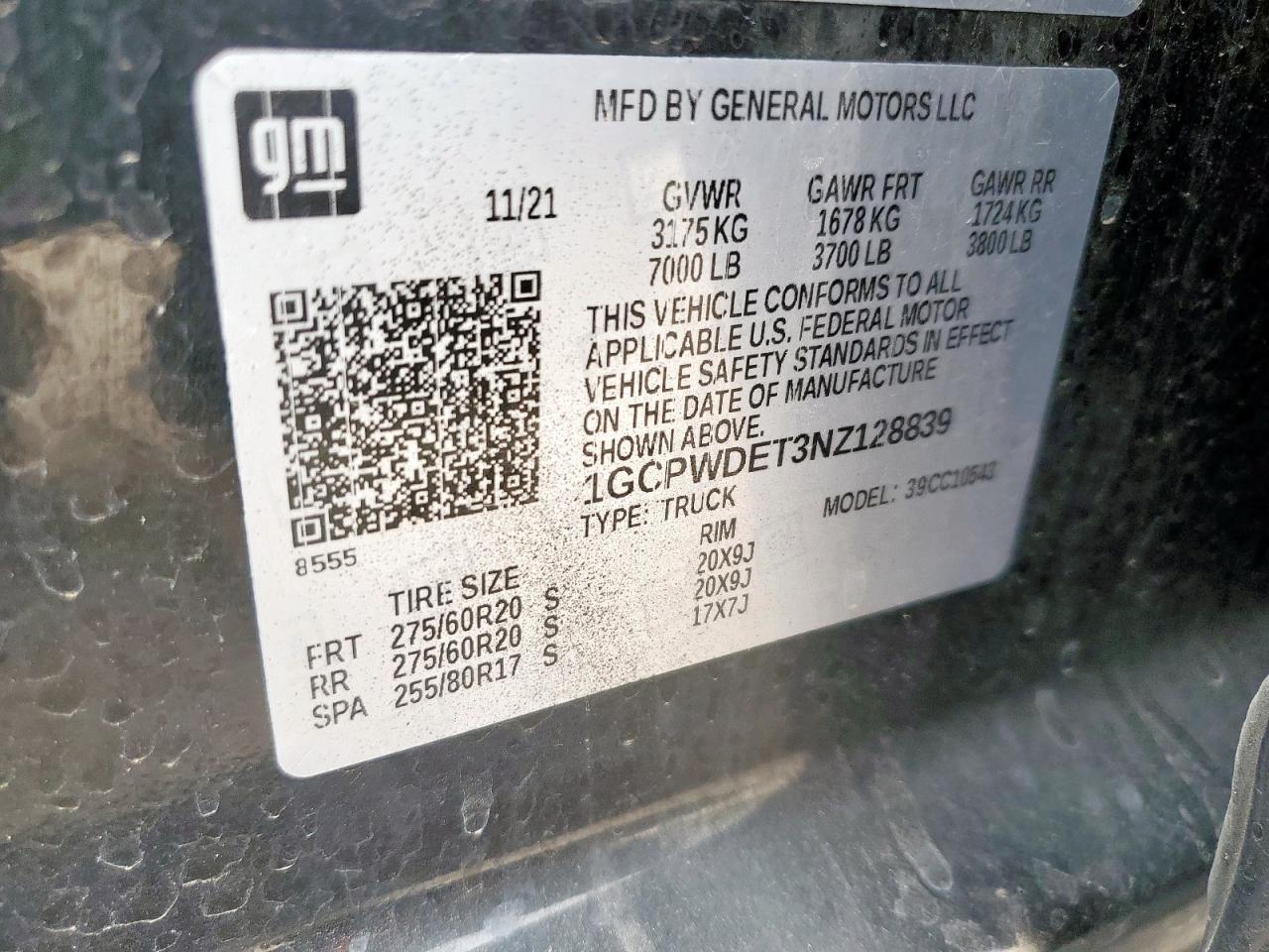 2022 Chevrolet Silverado Ltd C1500 Rst VIN: 1GCPWDET3NZ128839 Lot: 93530925