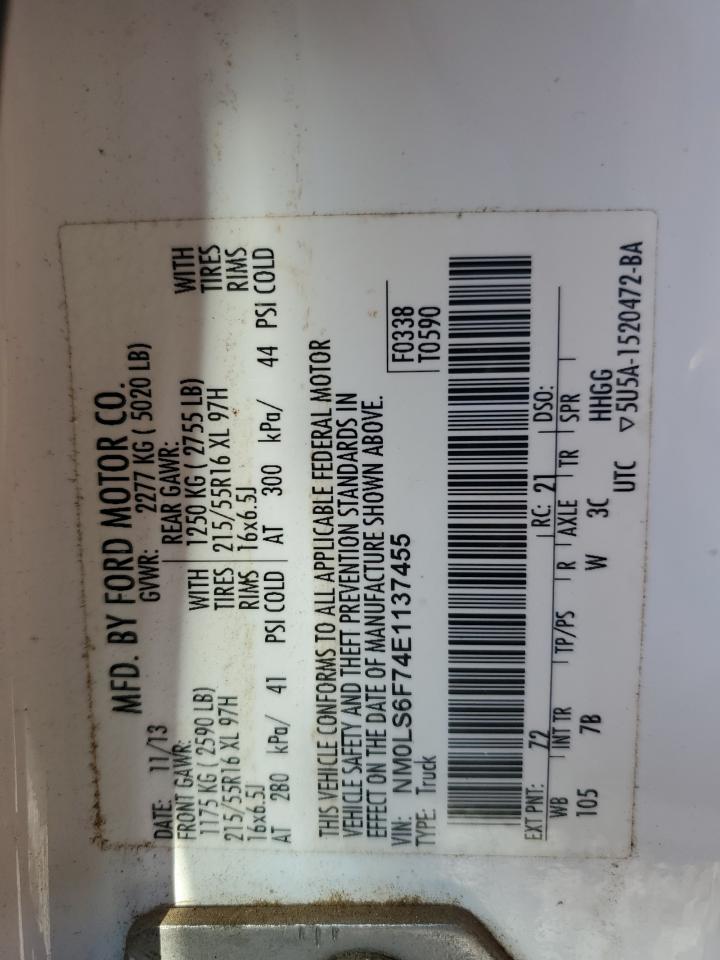 2014 Ford Transit Connect Delivery Van VIN: NM0LS6F74E1137455 Lot: 90618875