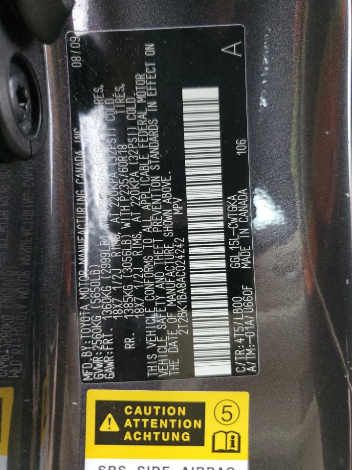 2010 Lexus Rx 350 VIN: 2T2BK1BA8AC024242 Lot: 93208295