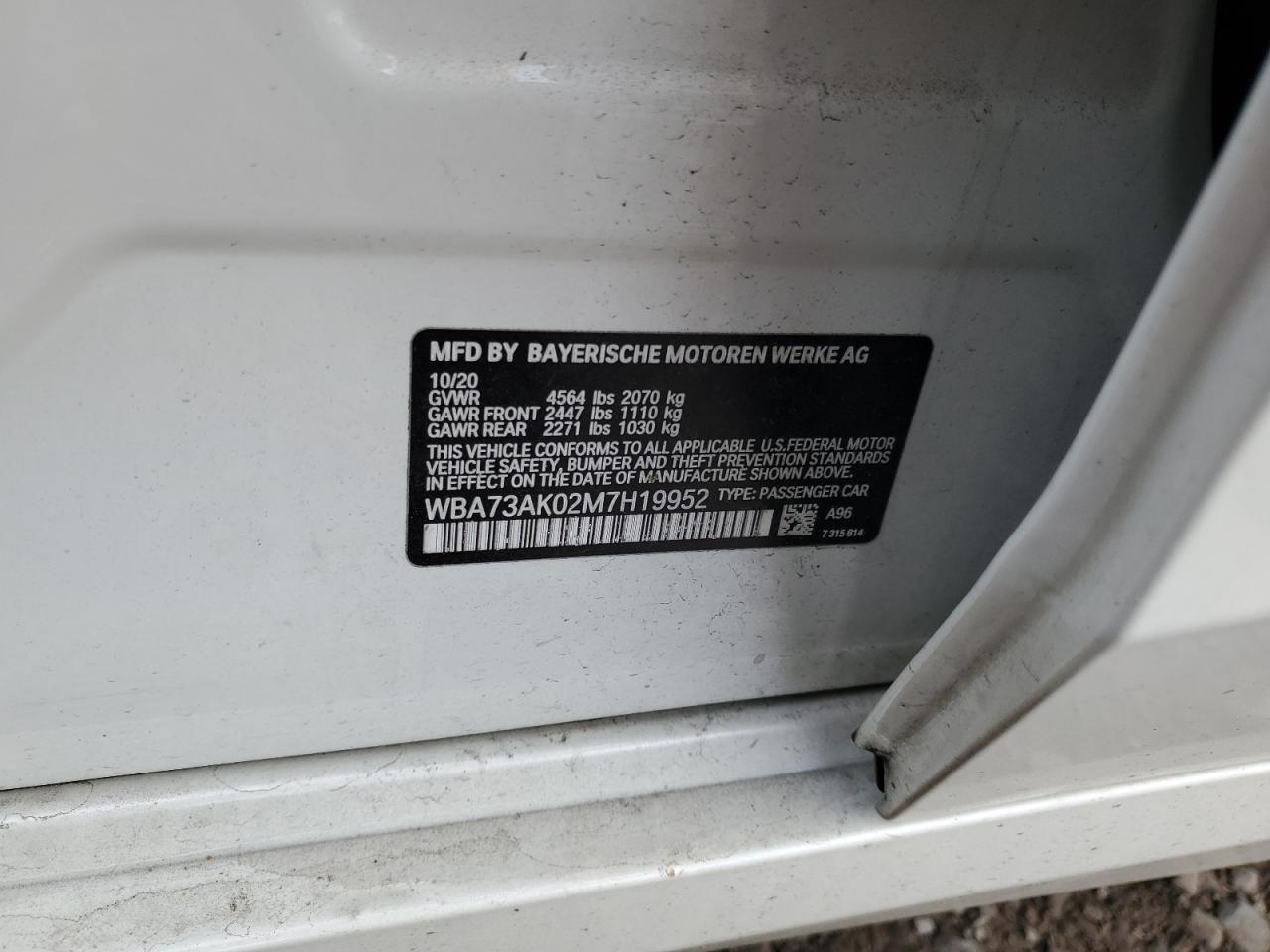 2021 BMW 228Xi VIN: WBA73AK02M7H19952 Lot: 91422775