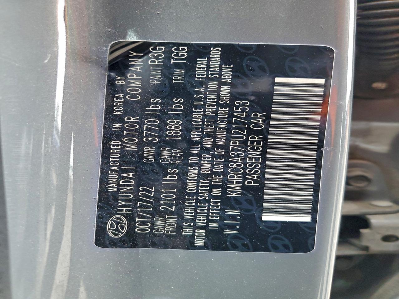 2023 Hyundai Venue Sel VIN: KMHRC8A37PU217453 Lot: 94115475