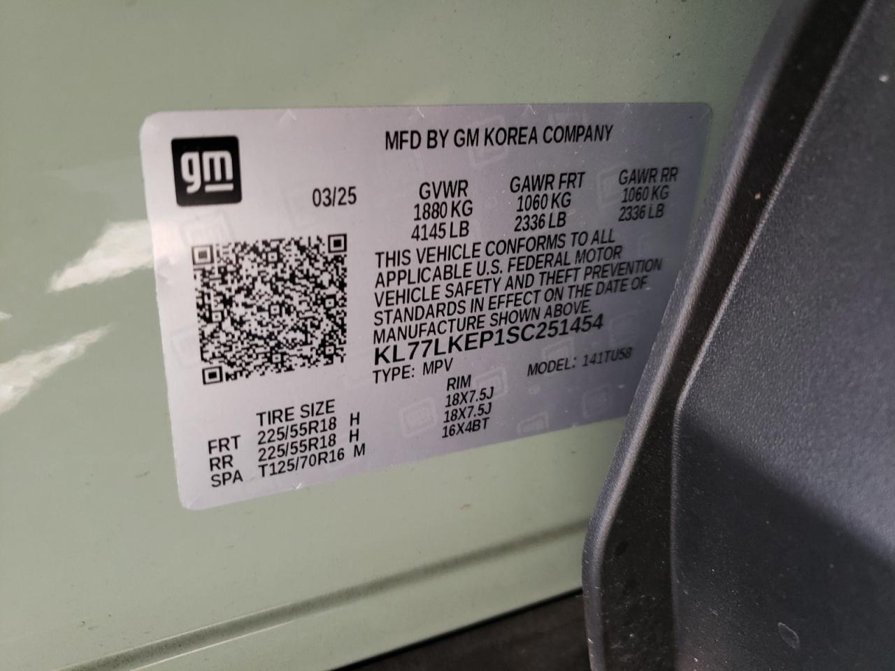 2025 Chevrolet Trax Activ VIN: KL77LKEP1SC251454 Lot: 91495325