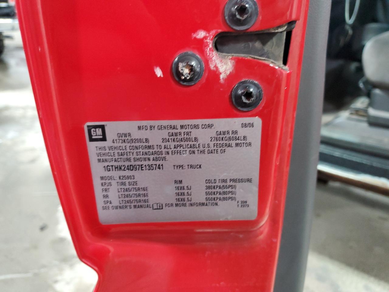 2007 GMC Sierra K2500 Heavy Duty VIN: 1GTHK24D97E135741 Lot: 92650115