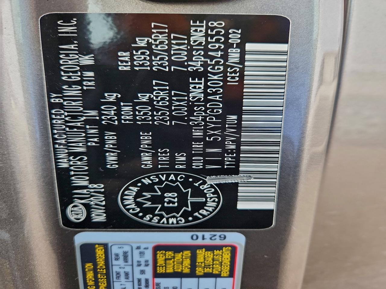 2019 Kia Sorento L VIN: 5XYPGDA30KG549558 Lot: 93840685