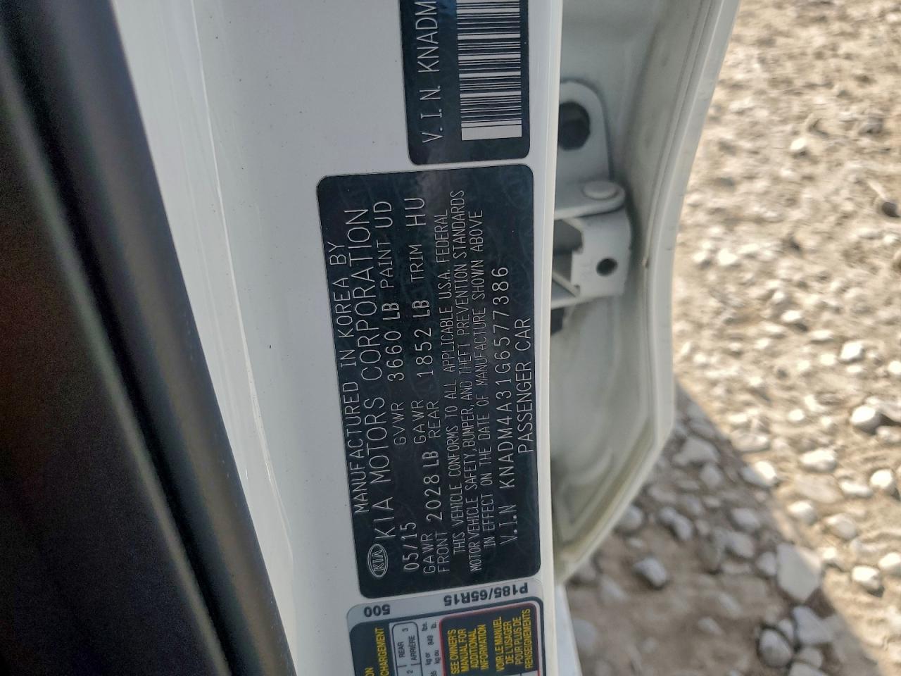 2016 Kia Rio Lx VIN: KNADM4A31G6577386 Lot: 93936645