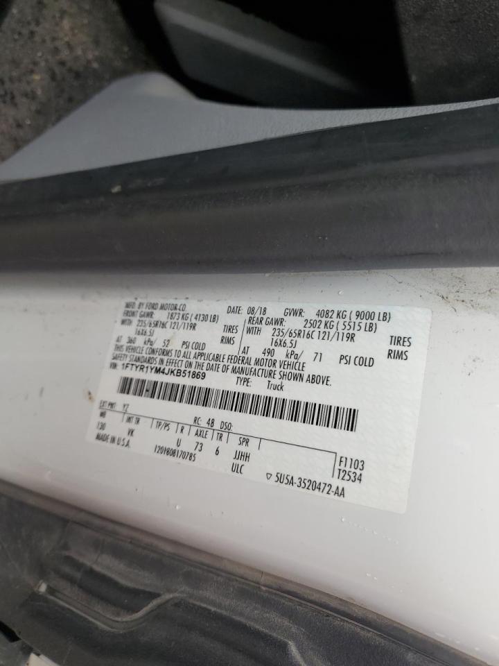 2018 Ford Transit Delivery Van VIN: 1FTYR1YM4JKB51869 Lot: 93062675