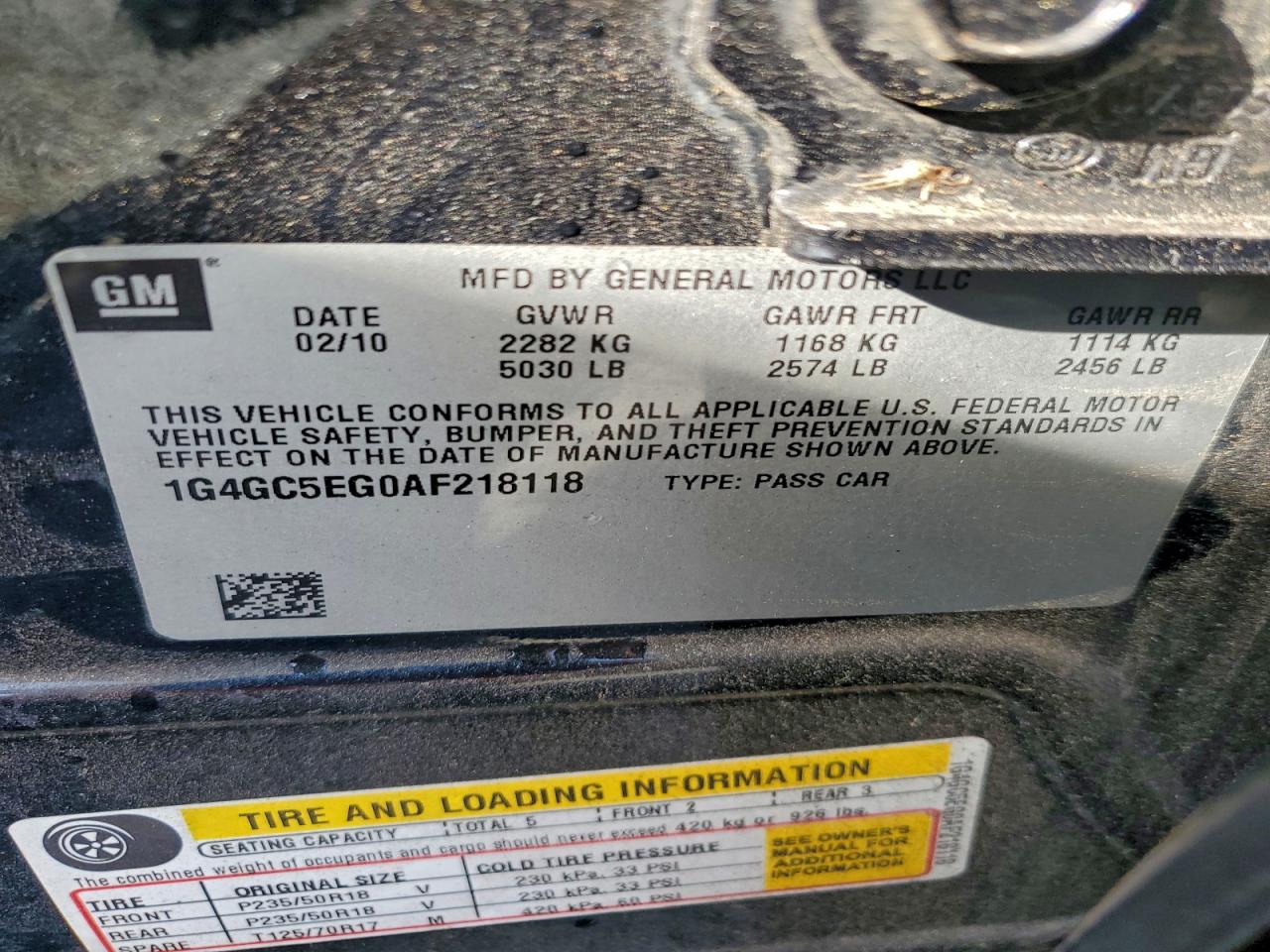 2010 Buick Lacrosse Cxl VIN: 1G4GC5EG0AF218118 Lot: 94506975