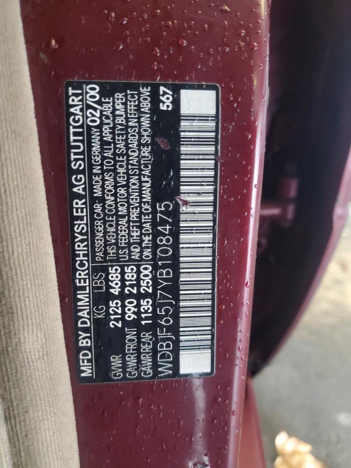 2000 Mercedes-Benz E 320 VIN: WDBJF65J7YB108475 Lot: 91643125