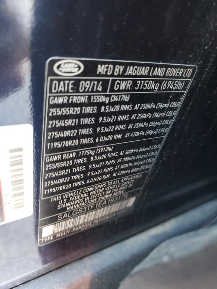 2014 Land Rover Range Rover Supercharged VIN: SALGS3TF1EA193179 Lot: 92950115