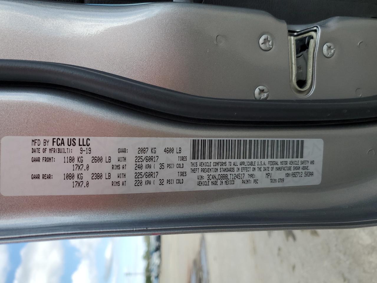 2020 Jeep Compass Latitude VIN: 3C4NJDBB8LT124517 Lot: 93459495