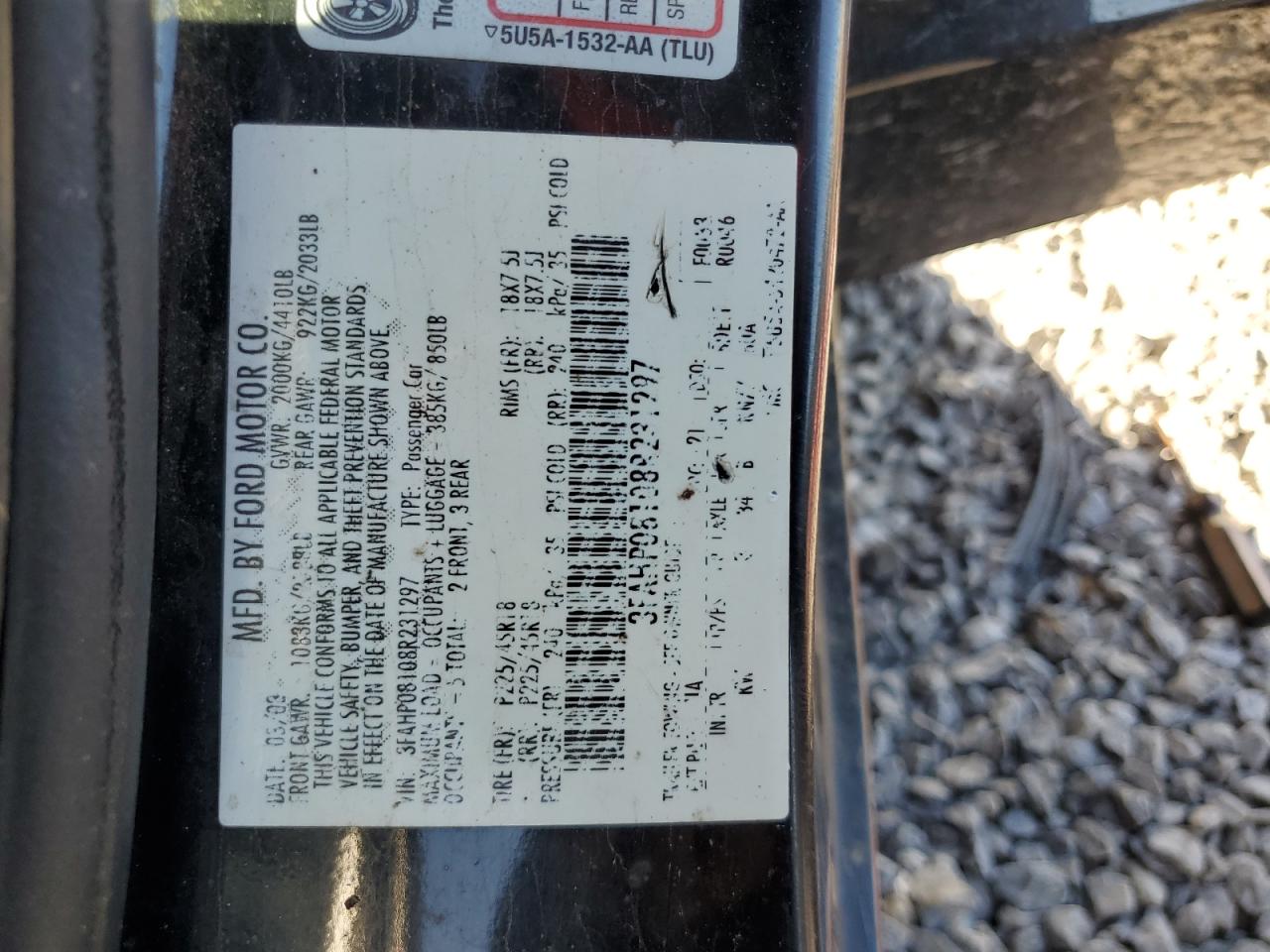 2008 Ford Fusion Sel VIN: 3FAHP08108R231297 Lot: 90280655