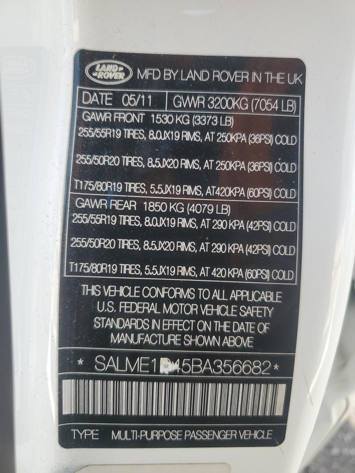 2011 Land Rover Range Rover Hse VIN: SALME1D45BA356682 Lot: 90406705