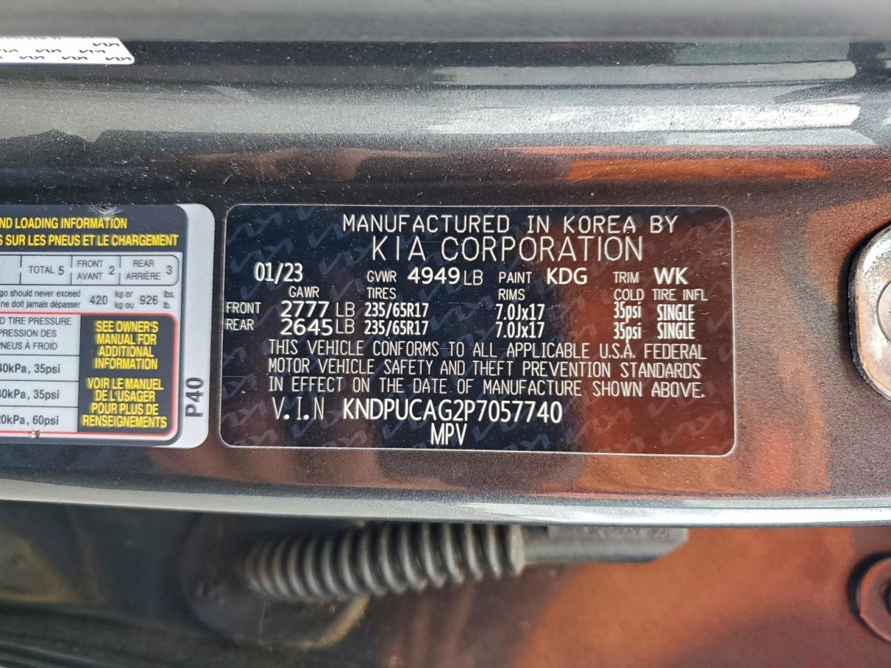 2023 Kia Sportage Lx VIN: KNDPUCAG2P7057740 Lot: 93372215