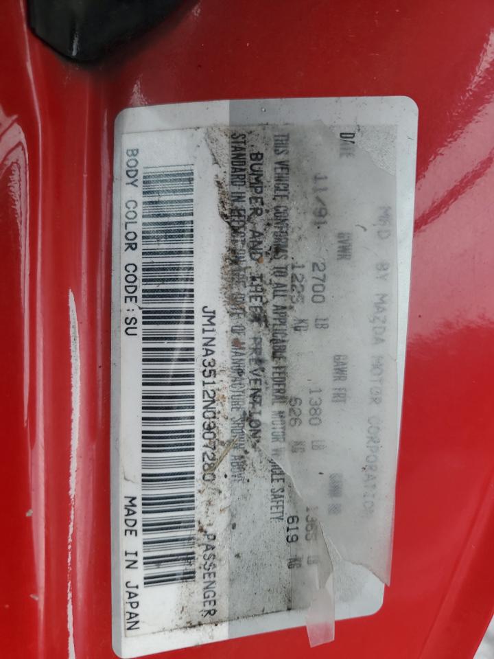 1992 Mazda Mx-5 Miata VIN: JM1NA3512N0307280 Lot: 93311245