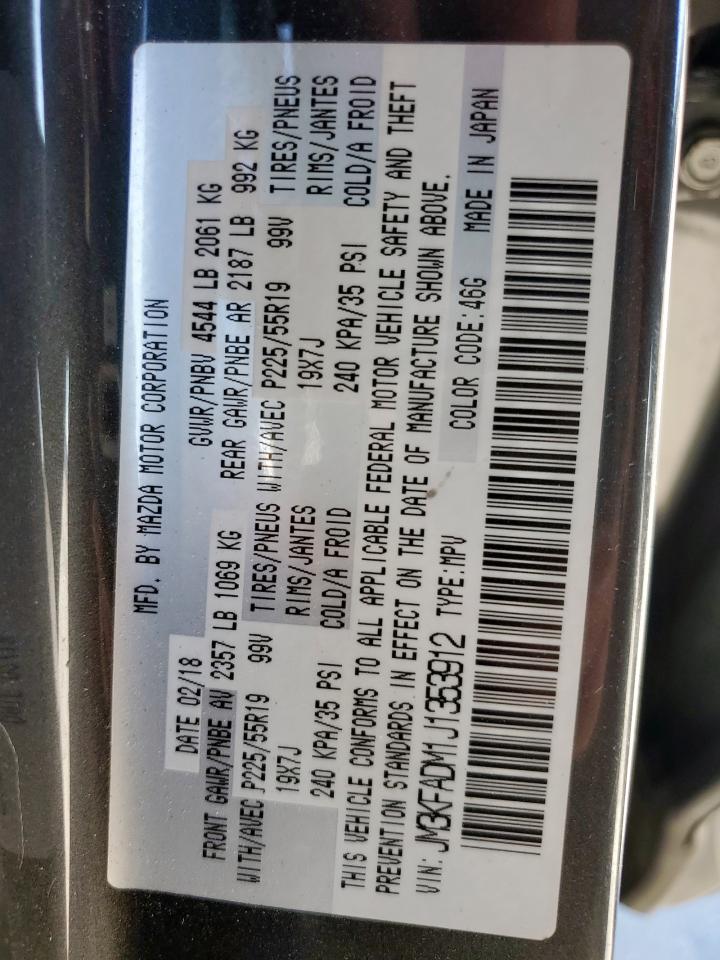 2018 Mazda Cx-5 Grand Touring VIN: JM3KFADM1J1353912 Lot: 93142365