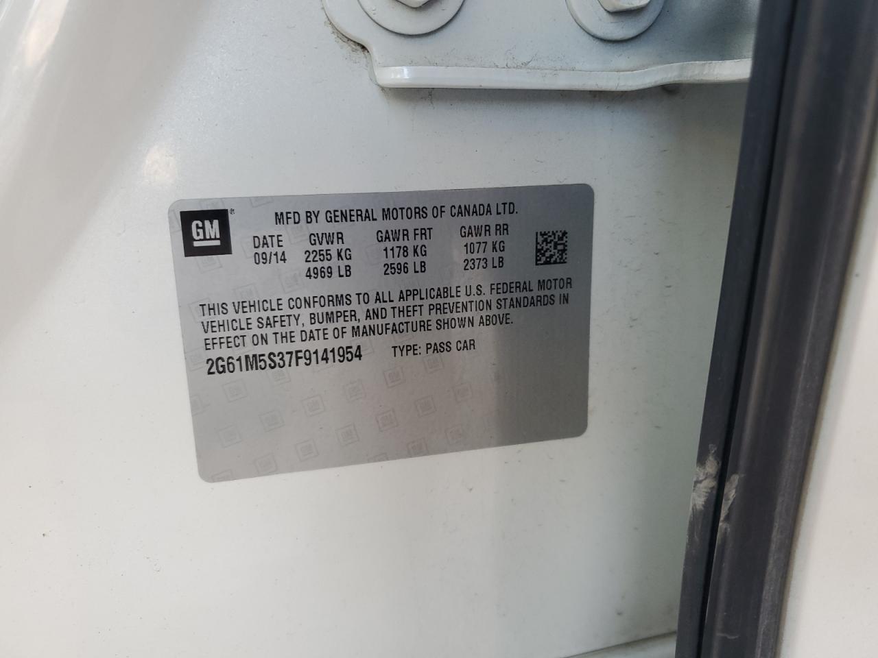 2015 Cadillac Xts Luxury Collection VIN: 2G61M5S37F9141954 Lot: 92315955