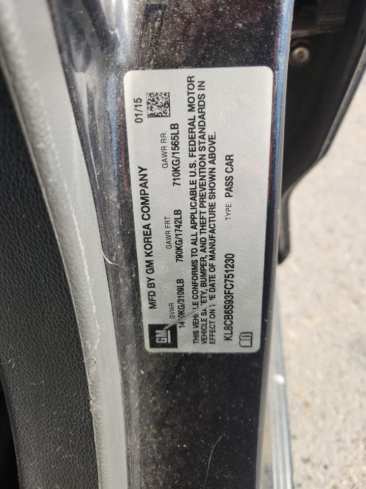 2015 Chevrolet Spark Ls VIN: KL8CB6S93FC751230 Lot: 91867985