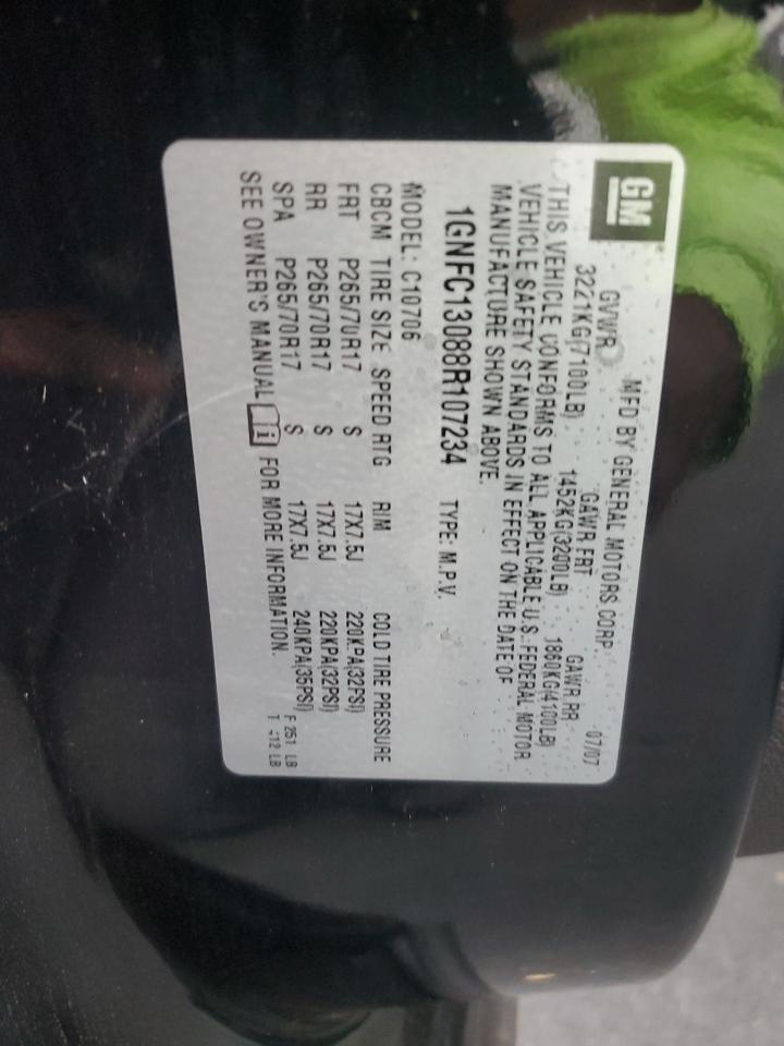 2008 Chevrolet Tahoe C1500 VIN: 1GNFC13088R107234 Lot: 93249285