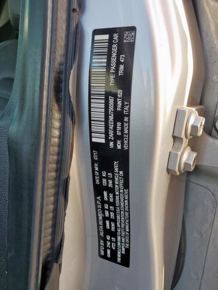 2018 Alfa Romeo Giulia Ti Q4 VIN: ZARFAEEN8J7565667 Lot: 92321465