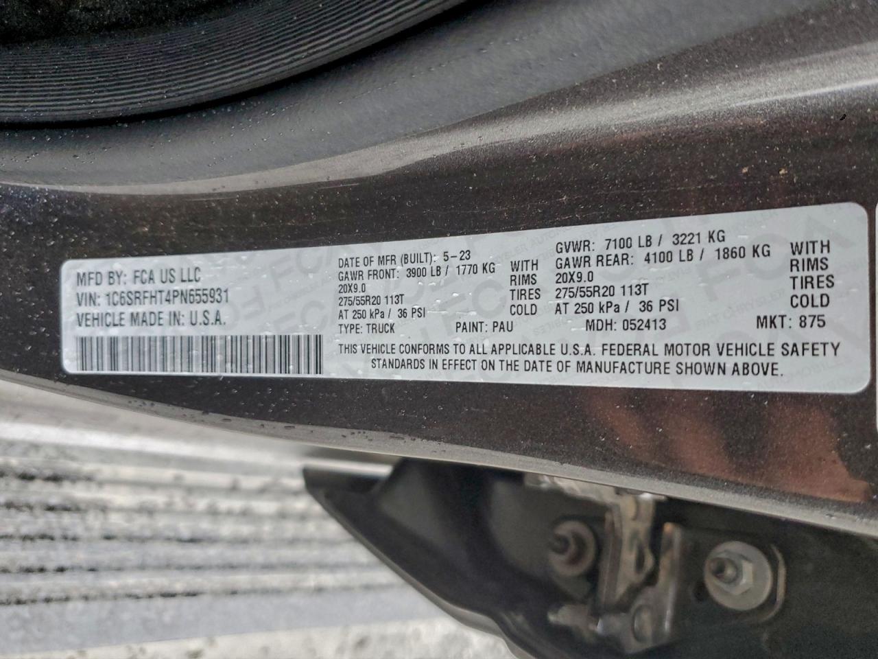 2023 Ram 1500 Limited VIN: 1C6SRFHT4PN655931 Lot: 94094155