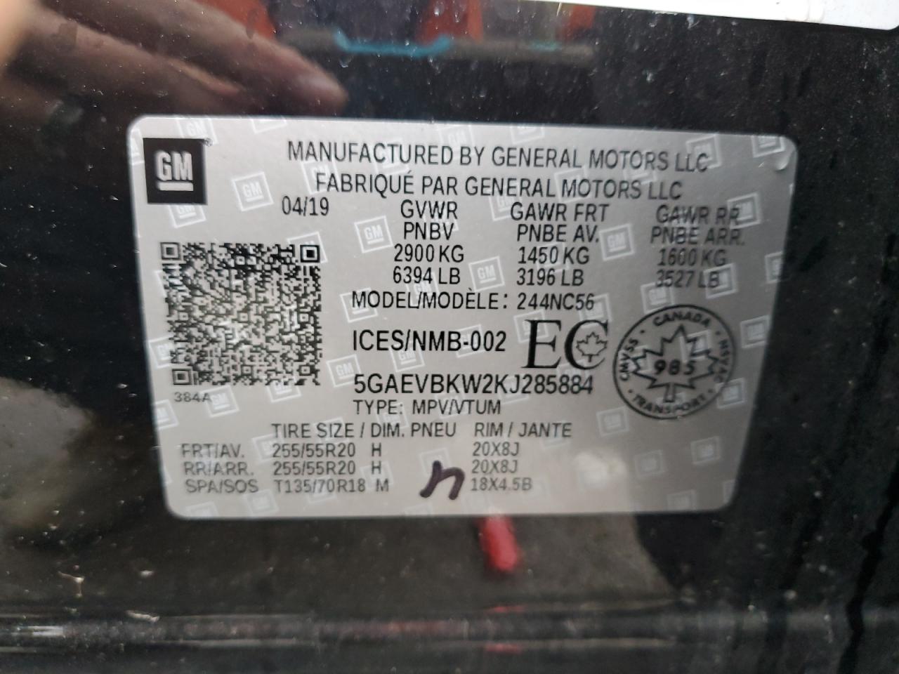 2019 Buick Enclave Premium VIN: 5GAEVBKW2KJ285884 Lot: 91639695