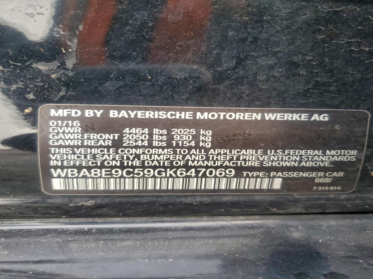 2016 BMW 328 I Sulev VIN: WBA8E9C59GK647069 Lot: 94022585