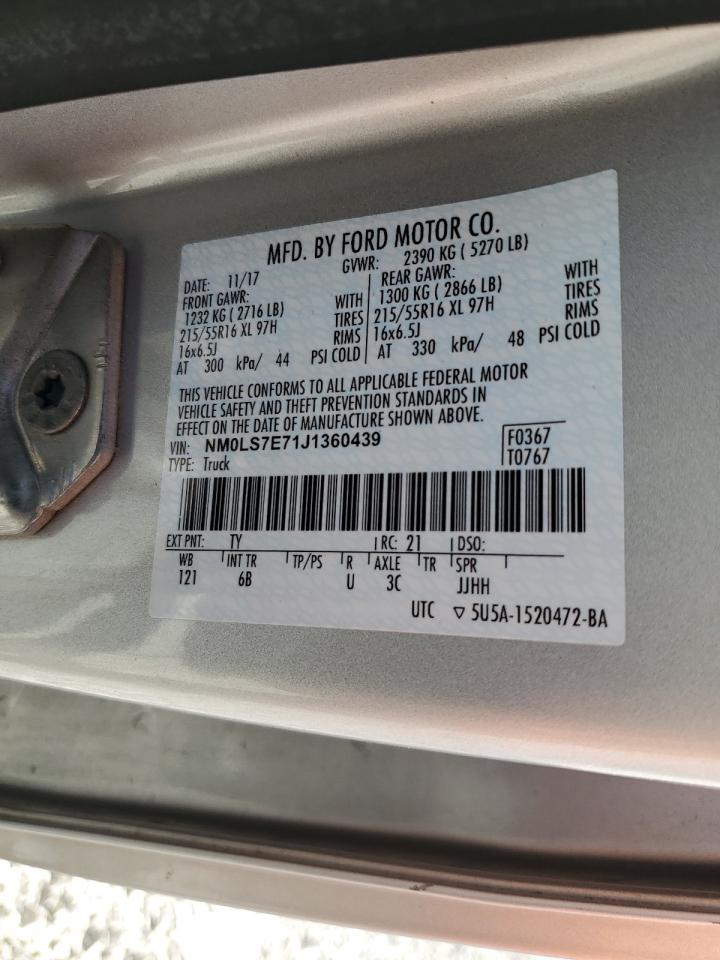 2018 Ford Transit Connect Xl VIN: NM0LS7E71J1360439 Lot: 92629675