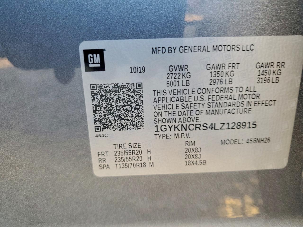 2020 Cadillac Xt5 Premium Luxury VIN: 1GYKNCRS4LZ128915 Lot: 94076525