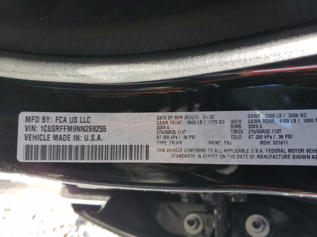 2022 Ram 1500 Big Horn/Lone Star VIN: 1C6SRFFM9NN269255 Lot: 91672475